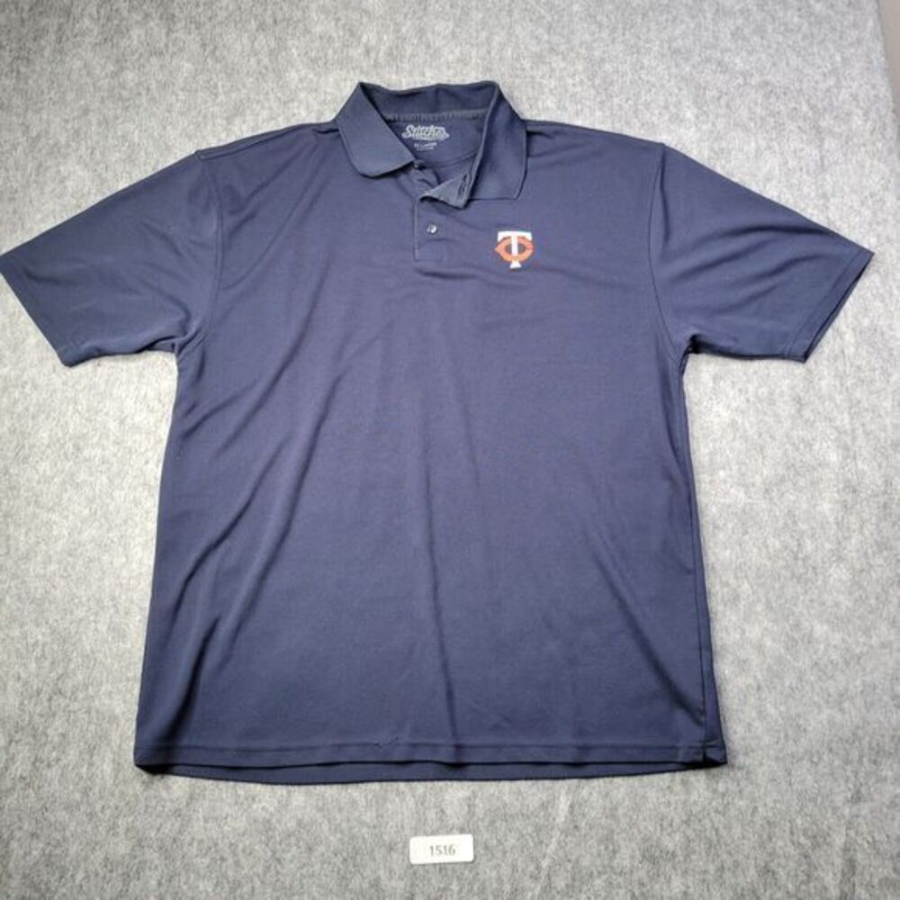 Twins Baseball Polo 2XL Stitches Blue Logo White‎ Red